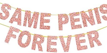 CHEERYMAGIC 2 Pcs Rose Gold Wedding Hen Party Bunting Banner Same Penis Forever Garland Photo Props Hanging Sign Bridal Shower Party Decor A2-YYXTHF