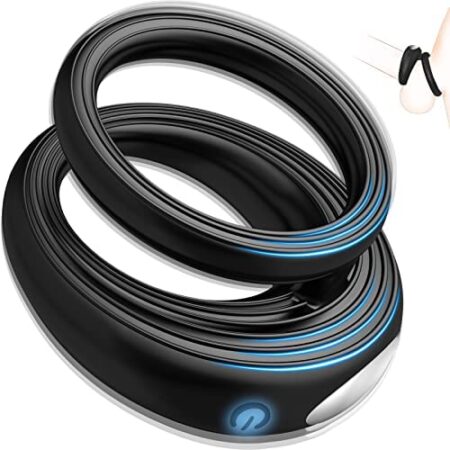 Vibrating Penis Ring Silicone Cock Ring Sex Toys for Men - Double Cock Rings Male Sex Toys with 10 Strong Vibration for Longer Erection, Erection Ring Gay Toys for Mens Sex, Adult Sex Toys for Couples