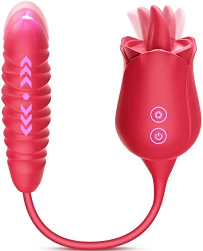 Sex Toy for Woman, Sex Vibrator Nipple Clitoral Stimulator Toys, Thrusting Dildo Tongue Licking G Spot Bullet Vibrators with 10 Modes, Personal Massager Adult Anal Sex Toys Gift for Woman Couple