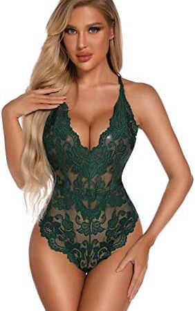 EVELIFE Women's Bodysuit Lace Sexy Teddy Lingerie Naughty One Piece Floral Underwear