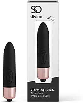 So Divine Whole Lotta Love Bullet Vibrator, 7 Functions, Super Smooth, 80mm Length, Black and Rose Gold