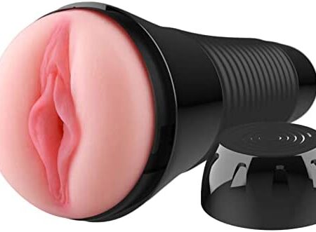 Electric Male Masturbator Cup, Masturbers Toy with 3D Realistic Textured, Powerful Pocket Pussy Vagina Masturbation Stroker Flesh Light with 12 Vibration, Adult Male Sex Toys for Men Penis Stimulation