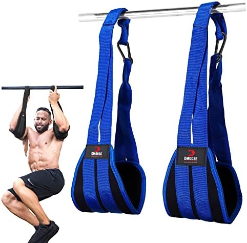 DMoose Fitness Hanging Ab Straps for Abdominal Muscle Building and Core Strength Training, Arm Support for Ab Workouts, Padded Knee Raise Straps Gym Equipment for Men and Women