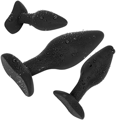 Belmalia Erotic Adult Toys - 3X Anal-Plug with Stable Foot, Silicone Dildo Triple Set Ø 30 Ø 40 Ø 45 mm, Butt-Plug Black