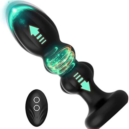 Thrusting Anal Vibrator, Lovemmy Anal Sex Toys Remote Control Prostate Massager with 5 Thrusting Modes Adult Sex Toys for Male and Women Advanced Players (Black)