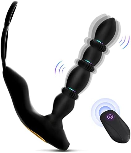 Vibrating Anal Beads Butt Plug, Remote Control Flexible Silicone Anal Vibrator Prostate Massager with 10 Vibration Modes Graduated Design Rechargeable Waterproof Anal Sex Toy for Men Women and Couples
