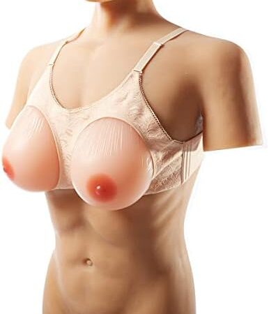 CTKOLYS Silicone Breast Forms Cloth bag Strap-On False Boobs Bust Enhancer Waterdrop Shaped for Men Women Transgender Prosthesis Mastectomy
