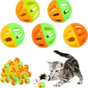 24 PCS Cat Toy Balls,Plastic Ball Cat Toys,Cat Bell Ball,Lattice Balls with Bell Jingle Kitten Toy,Cat Kitten Play Balls for Indoor Kitten Pet Chase Pounce Rattle Play Toys,Random Color (24pcs)