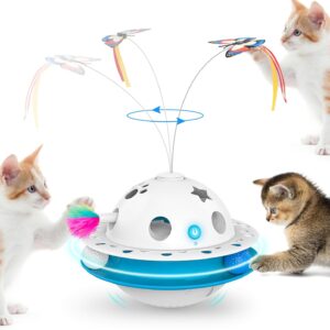 3 in 1 Smart Cat Toys, Interactive Cat Toys, Automatic Cat Toy for Indoor Cats, Kitten Toys, Auto On/Off, Fluttering Butterfly, Random Moving Ambush Feather