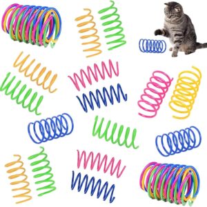 32PCS Colorful Spring Cat Toys Interactive Cat Toy, Cat Springs Toys Kitten Toys BPA-free Plastic Coil Spiral Springs Recycled Toys for Cat Bouncing Play Training Fun Gift for Cats