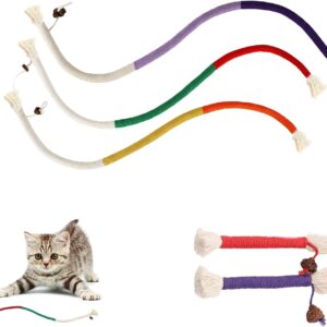 5 PCS Catnip Toy Bite Rope, Funny Catnip Toys for Cats, Silvervine Chew Sticks for Cats, Cat Nip Products for Kittens for Cats Teeth Cleaning Kitty Stress Release, 2 PCS Short Catnip Random Color