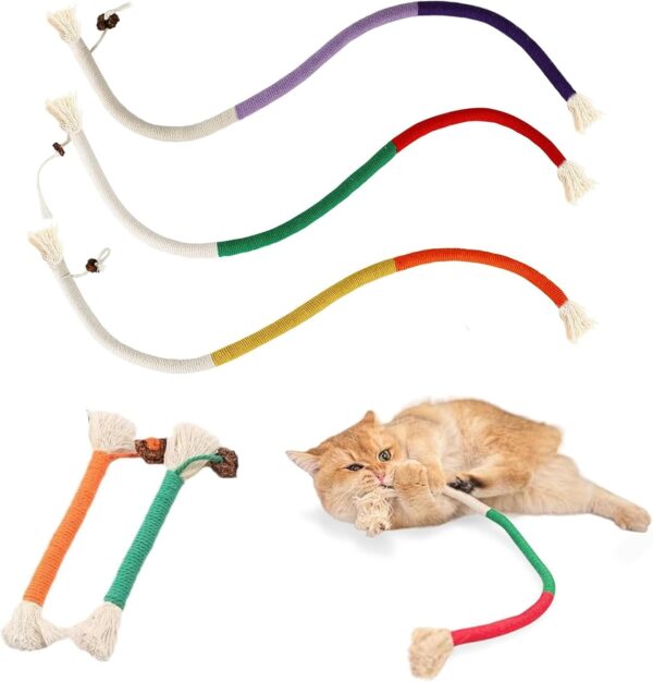 5PCS Cat Chew Toy,Interactive Cat Toy for Indoor Cats,Kitten Teething Chew Toy Rope,Handmade Pet Chew Toys for Teeth Cleaning,Interactive Cat Toys for Indoor Cats