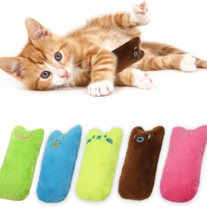 5pcs Kitten Toys For Indoor Cats, Colorful Kitten Teething Toys Cute Kitten Chew Toys with Crinkle Paper Soft Kitten Plush Toy Catnip Toys for Cats to Kick Balls And Play