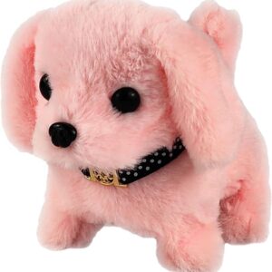 A-SZCXTOP Electronic Puppy Plush Dog Toys,Realistic Fun Interactive Pet Toys for Toddlers Kids,Walking,Barking,Tail Wagging (Labrador-Pink)