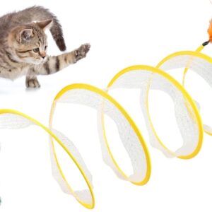 Andiker Cat Tunnel, S-Shape Collapsible Pet Interactive Play Toy with Feather Sisal Ball, Cat Tube Tunnel for Kitten Small Animals (ball)