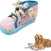 Andiker Dog Squeaky Toy, Durable Shoes-shaped Dog Chew Toys with Squeakers to Reduce Boredom and Consume Extra Energy Interactive Puppy Chew Toys for Small Medium Large Dogs (High,Pink)