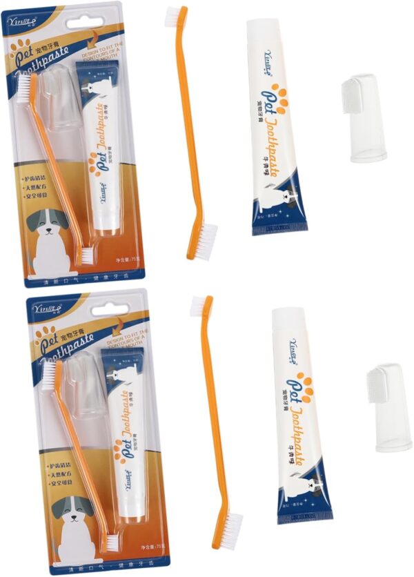 COSMEVIVI 2 Sets Cat and Dog Toothpaste Set Dog Cleaning Toothpaste Dog Toothpaste with Toothbrush Pet Toothbrush Dog Health Toothpaste Teeth Cleaning Toothpaste Pet Tooth Cleaning Product