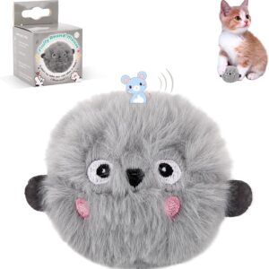 Cat Ball Toys,Interactive Plush Toys Balls,Kitten Chirping Balls,Refillable Catnip Toys for Cats,Animal Chirping Cat Balls Automatic Sound,Kitten for Indoor Dog Kitty Kitten Puppy Exercise (Grey)