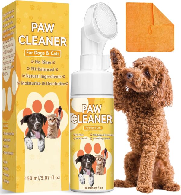 Dog Paw Cleaner, No-Rinse Foaming Cleanser for Pet Foot Washer Care for Dogs Large Medium Small XL Breed