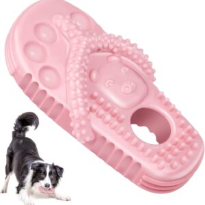 Dog Toys, Rubber Puppy Teething Toys, Slipper-Shaped Indestructible Dog Toys, Interactive Puppy Chew Toys for 8 Weeks Small Puppies and Medium Dogs Chew Chase and Fetch (Pink)