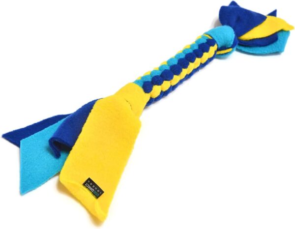 DogDirect London, DOG TUG TOY Tugger Tug Chase Rope SMALL: 45cm/17in, LARGE: 75cm/29in, Soft plaited Flexible FLEECE DOG TOYS Ideal FOR TRAINING, PUPPY PLAY, HAND MADE (Small, Blue) KAS2