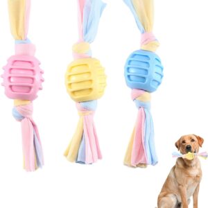 Fadcaer 3 Pcs Puppy Chew Toys,Puppy Dog Teething Toys for Small Dogs,Puppies Interactive Dog Toys Bundle for Boredom Dog Chew Toys Teething Toys for Teething and Training(Colorful)