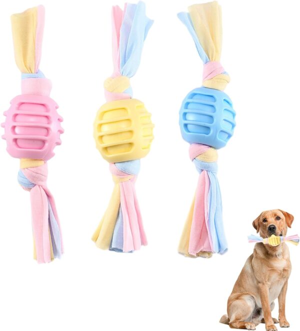 Fadcaer 3 Pcs Puppy Chew Toys,Puppy Dog Teething Toys for Small Dogs,Puppies Interactive Dog Toys Bundle for Boredom Dog Chew Toys Teething Toys for Teething and Training(Colorful)