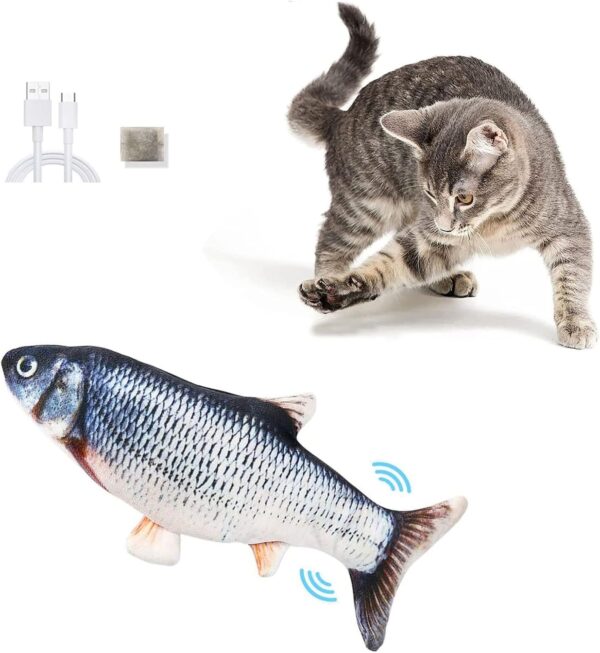 Floppy Fish Cat Toy,Electric Fish Cat Catnip Toy,Plush Simulation Fish Cat Toys for Indoor Cats Pets Flopping/Moving Cat Dog Fish Toy Kitten for Pillow Chew Bite Kick Cat Interactive Toy