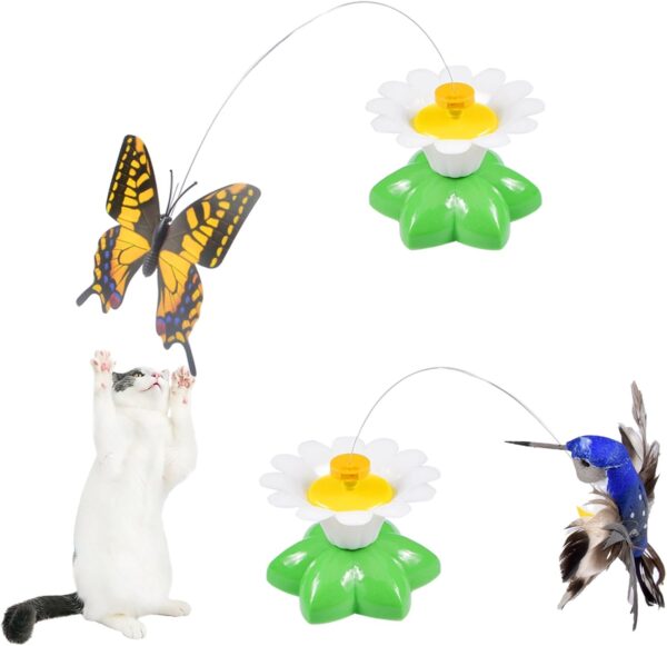 Funmo Pack of 2 Automatic Cat Toy Bird, 360 Degree Kitten Rotating Toy, Dragonfly Interactive Cat Toy Bird, Cat Toy for Kittens Small Animals (Random Colours)