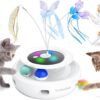 GoldenSun 3-In-1 Interactive Cat Toys for Indoor Cats Adult, Smart Cat Feather Toys, Rechargeable Power Cat Toys Balls & Handmade Butterfly Cat Toy, Cat Teaser with 6 Attachments