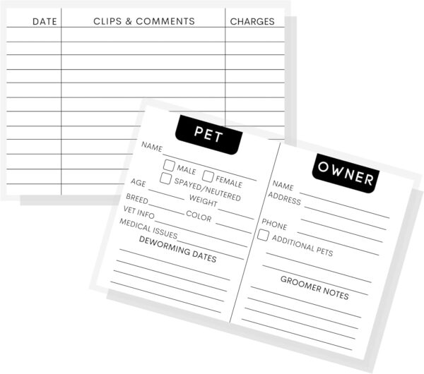 Groomer Care Instruction Cards | 30 Pack | 4x6" inch Postcard | Pet Care Supplies | Black and White Card Design