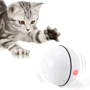 Interactive Cat Toys Ball with LED Light, 360 Degree Self Auto Rotating Intelligent Ball, Smart USB Rechargeable Spinning Cat Ball Toy,Stimulate Hunting Instinct Kitten Funny Chaser Roller Pet Toy