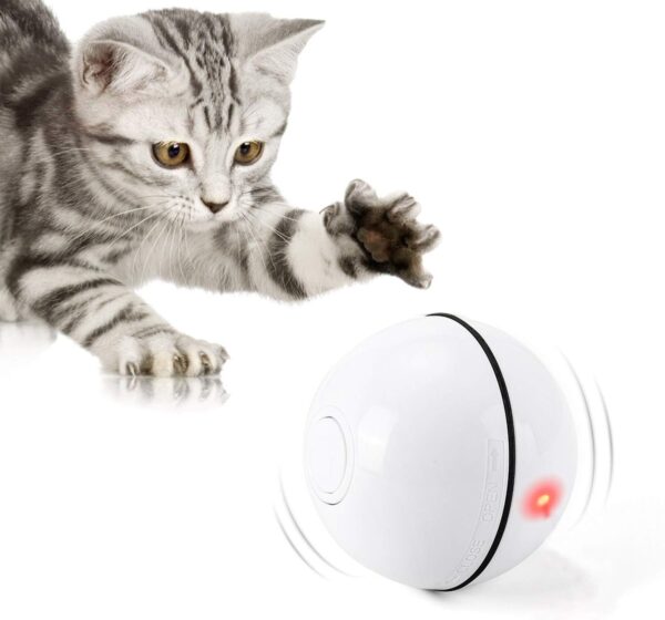 Interactive Cat Toys Ball with LED Light, 360 Degree Self Auto Rotating Intelligent Ball, Smart USB Rechargeable Spinning Cat Ball Toy,Stimulate Hunting Instinct Kitten Funny Chaser Roller Pet Toy