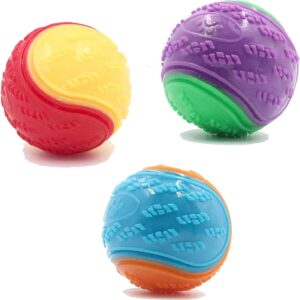 Irunfast 3Pcs Squeaky Dog Ball, Dog Toys Teeth Cleaning Puppy Chew Toys Pet Training Ball Dog Interactive Dog Ball for Teeth Cleaning & Training Fun for Dogs