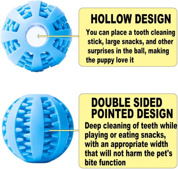 MZQSIY Dog Treat Dispenser Ball Toy Interactive Dog Toys for Boredom Teeth Cleaning Chew Toy Rubber Ball for Puppy Small Dogs(Large 7cm/2.75in, Blue)