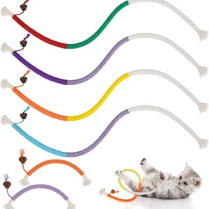 Meng Jiaran 6 PCS Catnip Toy Bite Rope, Interactive Cat Toy for Indoor Cats, Kitten Teething Chew Toy Rope Teeth Cleaning Stress Release Catnip Cotton Rope Toy