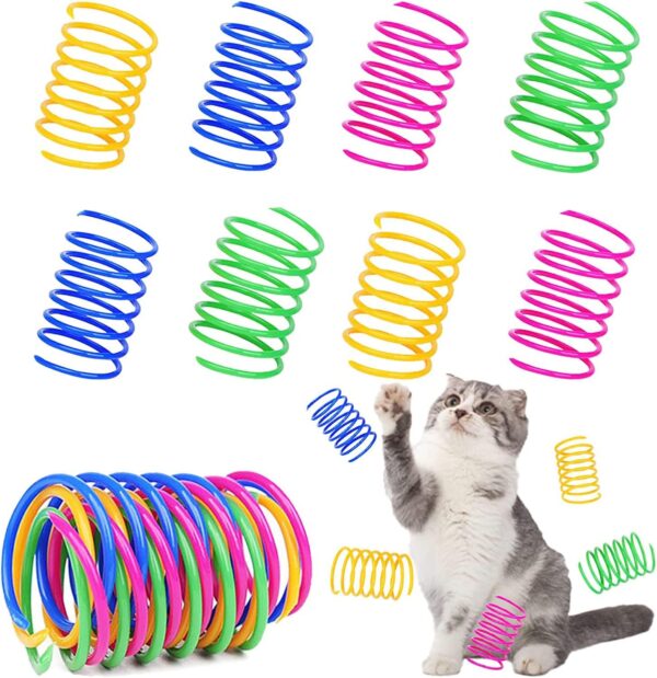 Menmamenma 12 Pcs Cat Spring Toys Colorful Spring Cat Toy BPA-free Plastic Coil Spiral Springs Pet Interactive Toys for Cat Kitten Pets Novelty Swatting Training Fun Gift