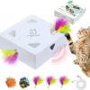 Migipaws Cat Toys, Interactive Automatic 7 Holes Mice Whack-A-Mole, Ultra Fun Smart Teaser Toy for Indoor Cats, USB Rechargeable, 4 Pieces Feather Refills