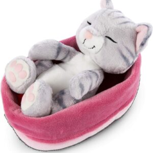 NICI 47144 Soft Pink-Purple Basket 16 cm Kitties Cuddly Toys for Girls, Boys & Babies-Plush Stuffed Animal Cats for Playing, Cuddling & Sleeping with, Gris