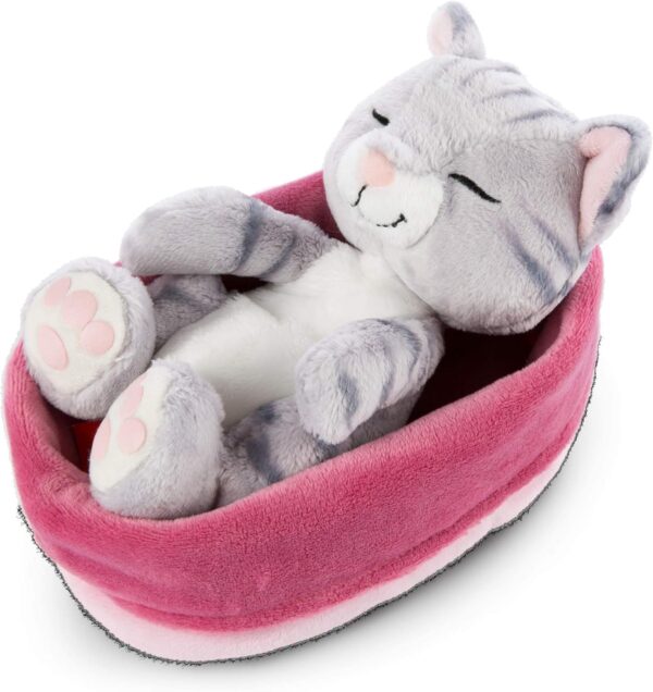 NICI 47144 Soft Pink-Purple Basket 16 cm Kitties Cuddly Toys for Girls, Boys & Babies-Plush Stuffed Animal Cats for Playing, Cuddling & Sleeping with, Gris