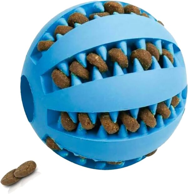 Navoys Interactive Treat Dispenser Dog Ball - Dog Puzzle Toy that Reduces Boredom, Blue 7cm Rubber Ball for Puppy's and Dogs, Dental Cleaning, Treat Dispensing Ball, Enrichment Toy