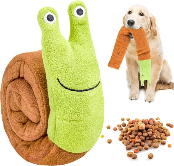 Nerissa Dog Puzzle Toys for Boredom, Squeaks Snail Interactive Dog Chew Toys Snuffle Toys for Puzzle Foraging Instinct Training, Interactive Plush teething Toys for Training and Reduce Stress