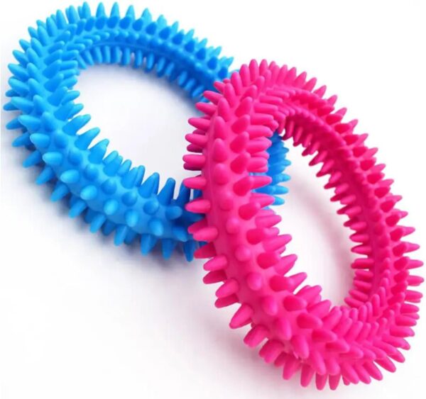 Pet Chew Ring Toy Soft Dental Rubber Puppy Teeth Cleaning Healthy Gums Spike Ring Chew Toy For Cat And Dogs 1Pcs