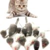 QUOZUO Cat Mouse Toys Rattle Furry Cat Mice Pet Toys with Rattles for Pet Cat Kitten 16pcs, Black and white
