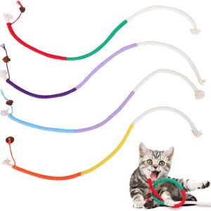 Risipu 4Pcs Cat Chew Toy, Catnip Toy Bite Rope, Kitten Teething Chew Toy Rope, Cat Chew Teeth Cleaning Stress Release Cotton Rope Toy, Interactive Cat Toy Bite Rope for Indoor Cats