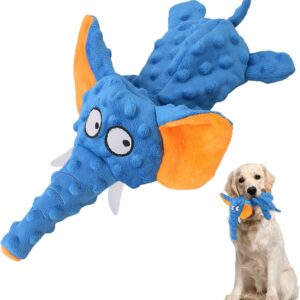 SHOKUTO Dog Toy, Dog Squeaky Toys for Small Medium Large Dogs, Durable Interactive Dog Toys for Boredom, Stuffingless Puppy Teeth Chewing Toys, Elephant Soft Dog Toys Birthday Christmas Dog Toy Gift