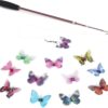 SONGWAY Butterfly Cat Toy Wand - 13 PCS Interactive Cat Toy for Indoor Cat Kitten, 1 Retractable Cat Wand and 12 Butterfly Cat Toys Refills with Bells, Cat Fishing Pole Toy