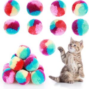 TIESOME Rainbow Cat Toy Balls, 20PCS 3cm Soft Cat Ball Colorful Cat Pom Pom Balls Kitten Puff Balls Indoor Cats Interactive Play Ball Pet Training Ball for Cat Kittens Playing Exercising