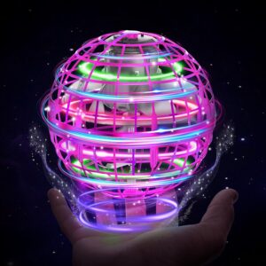 XINHOME Flying Ball Orb Toys Hover Ball Pro Flying Spinner Toy UFO RGB Cool Stuff Globe Orbi Magic Boomerang Hand Controller Mini Drone for 8 9 10 11 12 boys girls Kids (Pink)