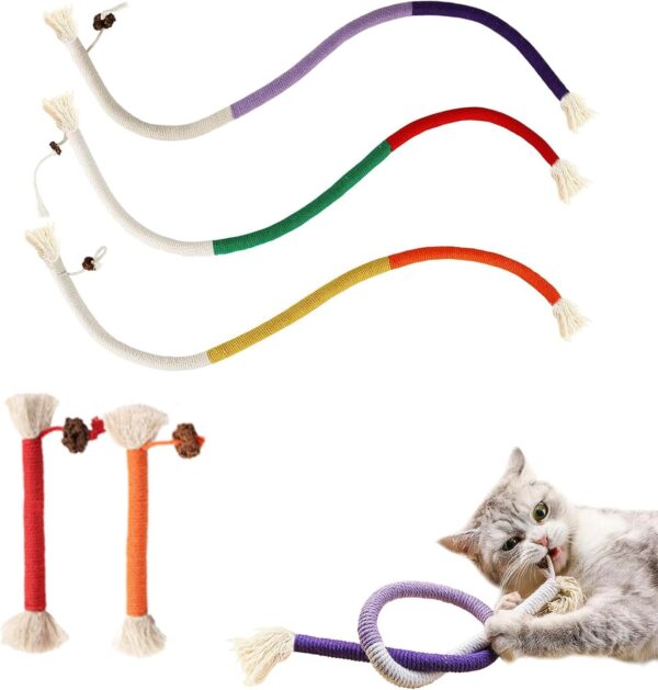 YSBCNK 5 PCS Catnip Toy Bite Rope,Cat Toy Bite Rope Interactive Cat Toy for Indoor Cats Kitten Teething Chew Toy Rope Chew Toy for Indoor Interaction With Cats, Interactive Cat Toy for Indoor Cats